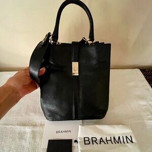 Brahmin Black Pebble Leather Handbag. Removable Shoulder Strap. Never Worn.